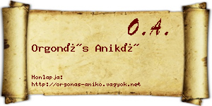 Orgonás Anikó névjegykártya